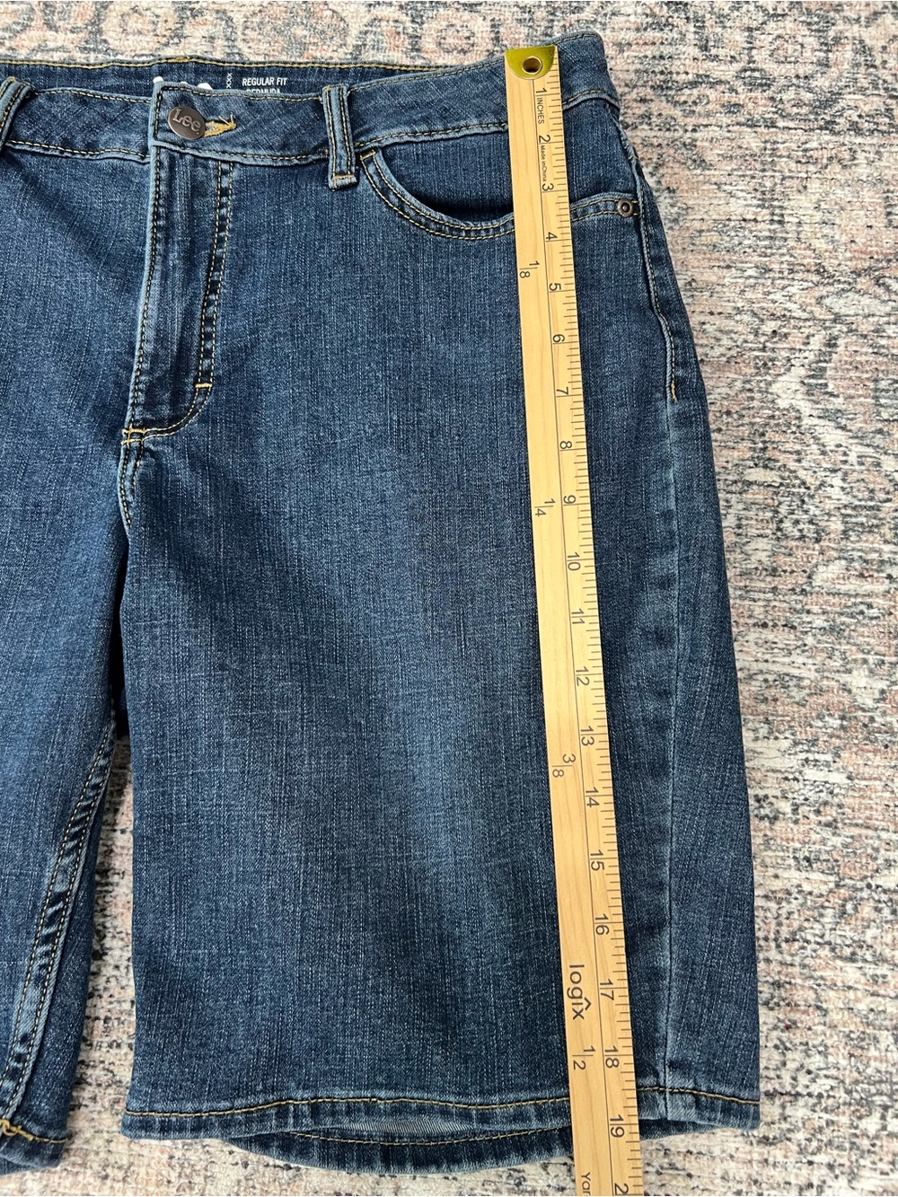 Lee Mid Rise Bermuda Jean Shorts Regular Fit Women's Size 14 Stretch - Picture 6 of 12